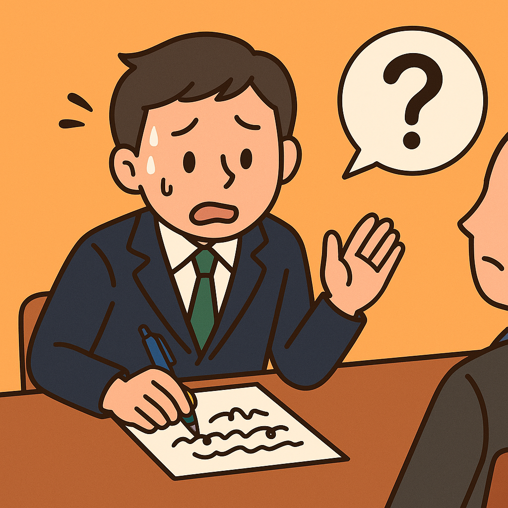 書きやすいボールペンを会議で使うシーンをイメージしたイラスト